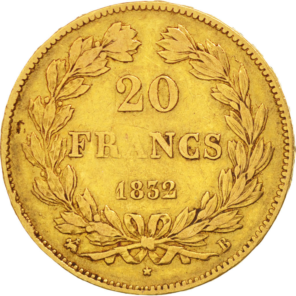 France, Louis-Philippe, 20 Francs, 1832, Rouen, EF(40-45), Gold, KM:750.2