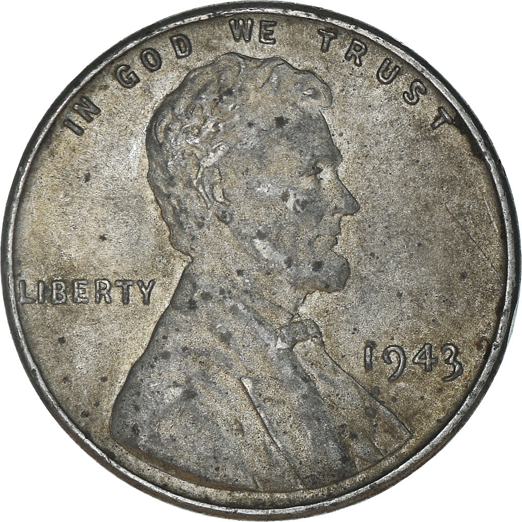 Coin, United States, Lincoln Cent, Cent, 1943, U.S. Mint, Philadelphia