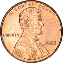 Coin, United States, Lincoln Cent, Cent, 2008, U.S. Mint, AU(55-58), Copper