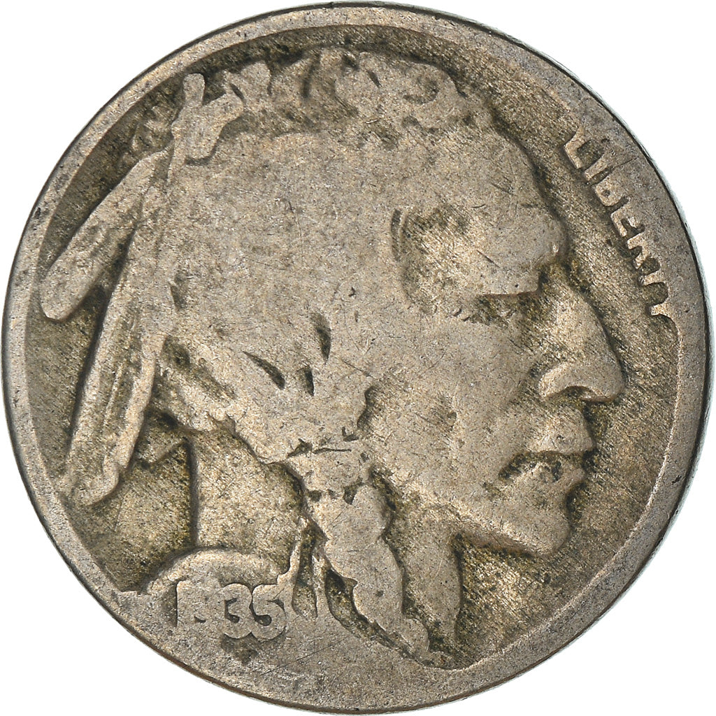 Coin, United States, Buffalo Nickel, 5 Cents, 1935, U.S. Mint, Philadelphia