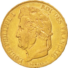 Moneda, Francia, Louis-Philippe, 20 Francs, 1833, Lille, MBC+, Oro, KM:750.5