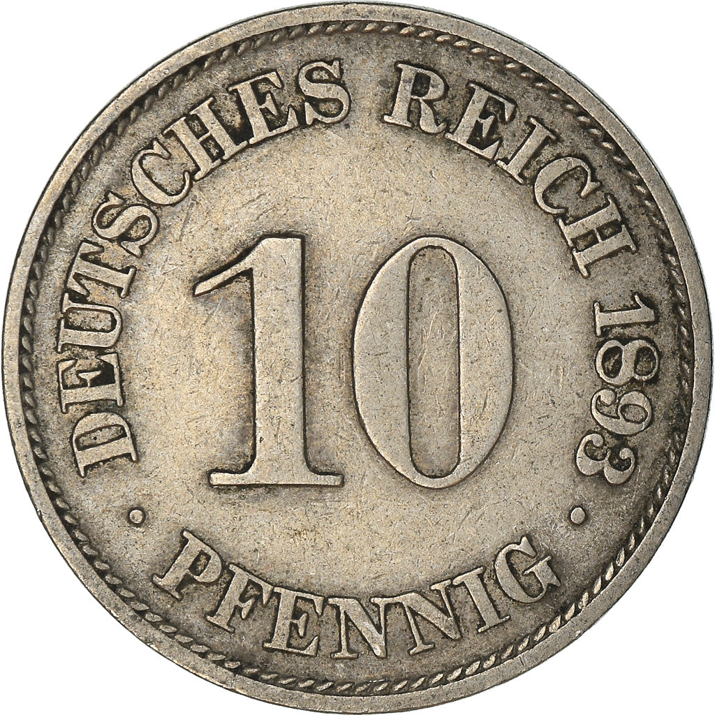 Coin, GERMANY - EMPIRE, Wilhelm II, 10 Pfennig, 1893, Berlin, EF(40-45)