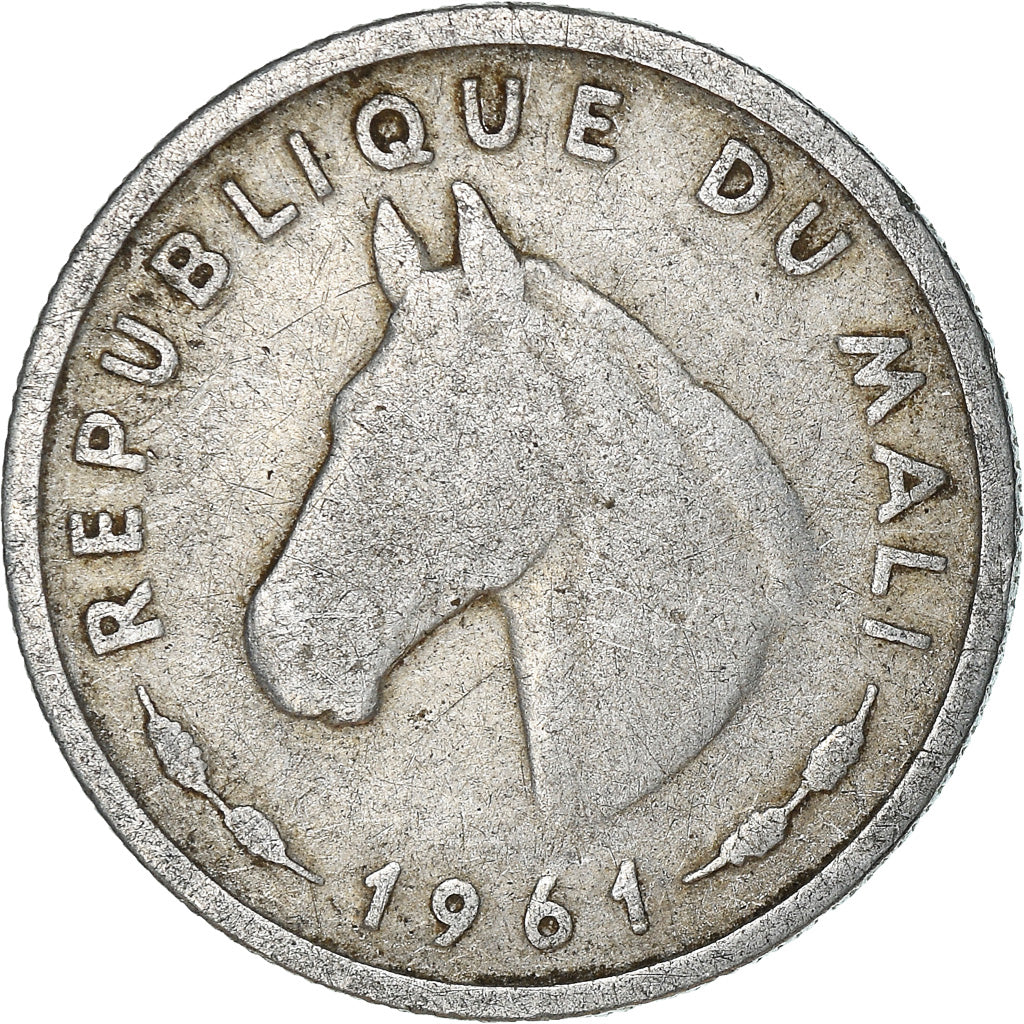 Moneda, Malí, 10 Francs, 1961, Paris, BC+, Aluminio, KM:3