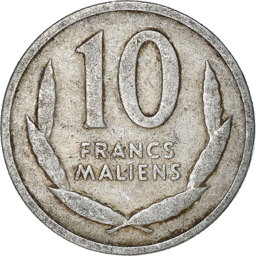 Moneda, Malí, 10 Francs, 1961, Paris, BC+, Aluminio, KM:3