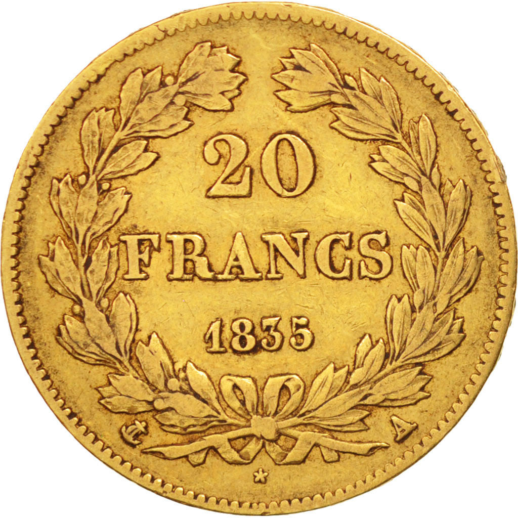 France, Louis-Philippe, 20 Francs, 1835, Paris, EF(40-45), Gold, KM:750.1