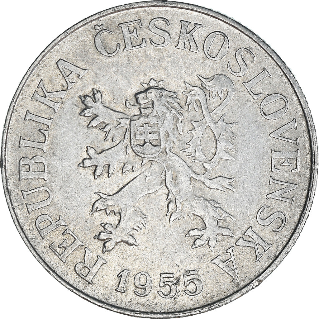 Coin, Czechoslovakia, 10 Haleru, 1955, EF(40-45), Aluminum, KM:38