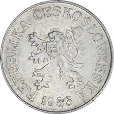 Coin, Czechoslovakia, 10 Haleru, 1955, EF(40-45), Aluminum, KM:38