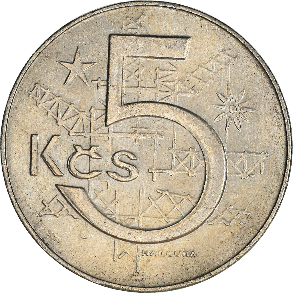 Coin, Czechoslovakia, 5 Korun, 1989, EF(40-45), Copper-nickel, KM:60