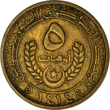 Coin, Mauritania, 5 Ouguiya, 1993, EF(40-45), Aluminum-Bronze, KM:3