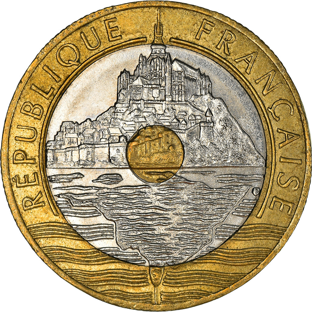 Coin, France, Mont Saint Michel, 20 Francs, 1993, Paris, EF(40-45)