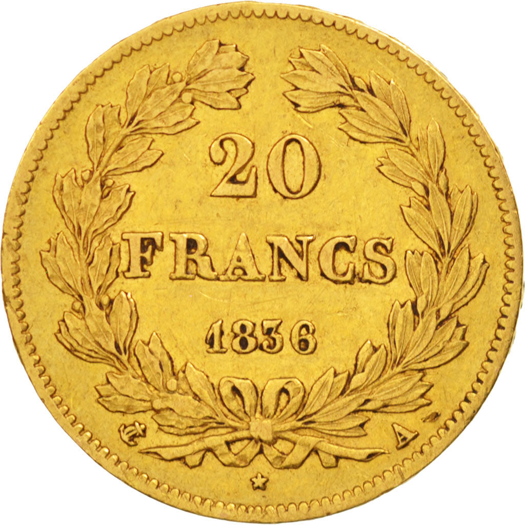 France, Louis-Philippe, 20 Francs, 1836, Paris, EF(40-45), Gold, KM:750.1