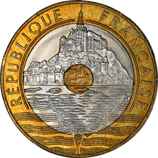 Moneta, Francia, Mont Saint Michel, 20 Francs, 1994, Paris, BB, Tri-metallico