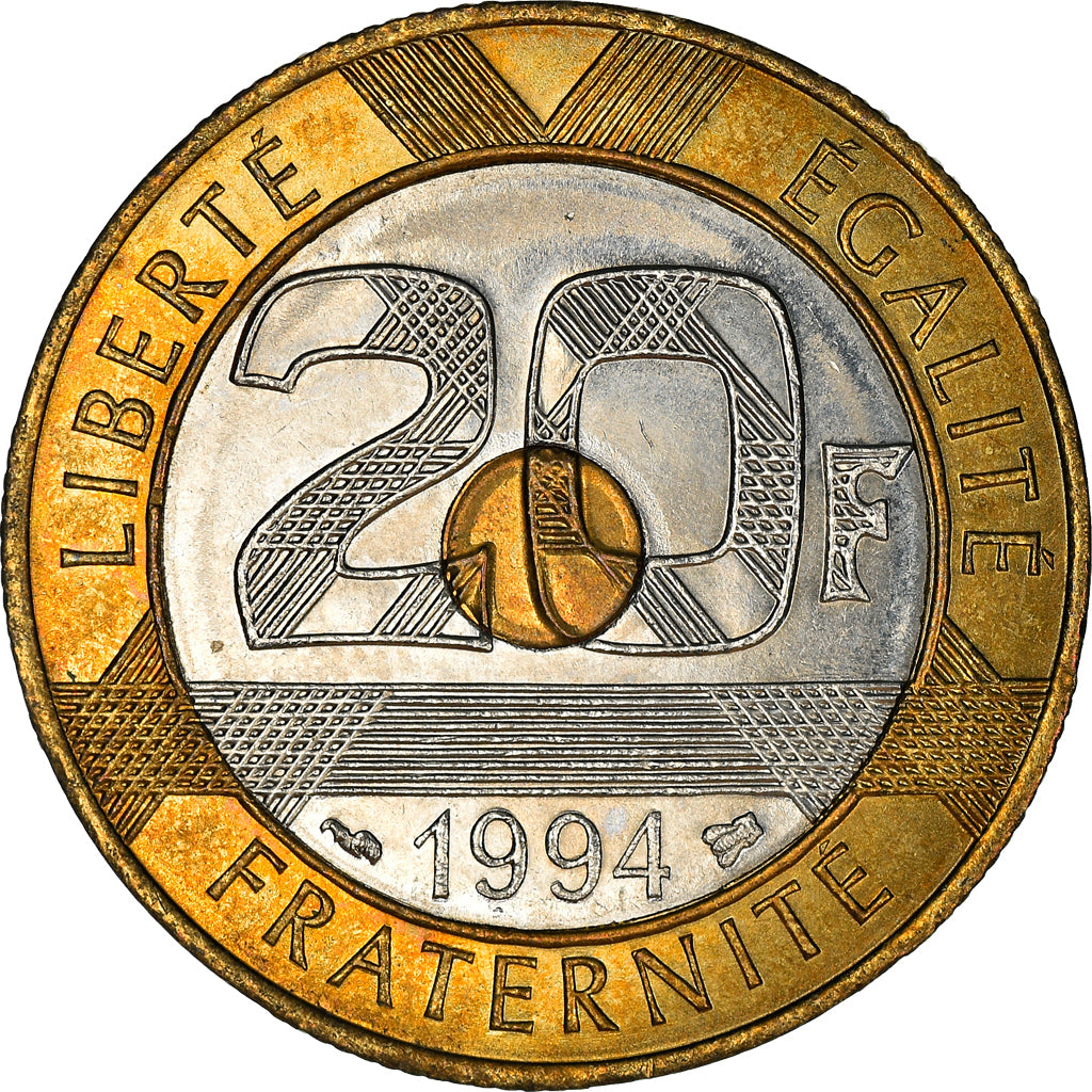 Monnaie, France, Mont Saint Michel, 20 Francs, 1994, Paris, TTB, Tri-Metallic
