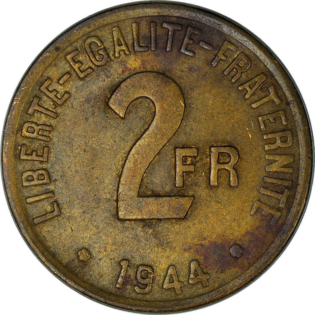 Moneta, Francja, France Libre, 2 Francs, 1944, Philadelphia, VF(30-35)