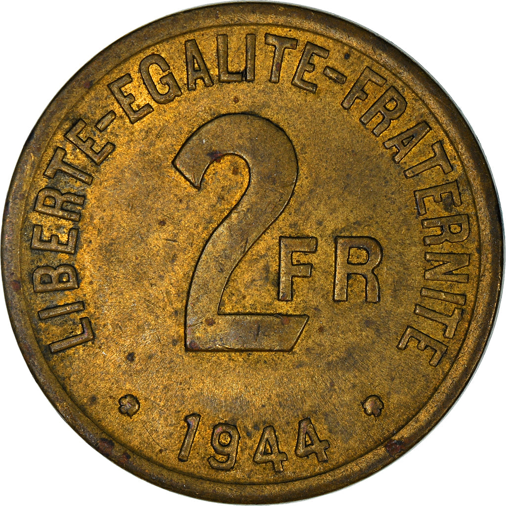 Moneta, Francja, France Libre, 2 Francs, 1944, Philadelphia, VF(30-35)