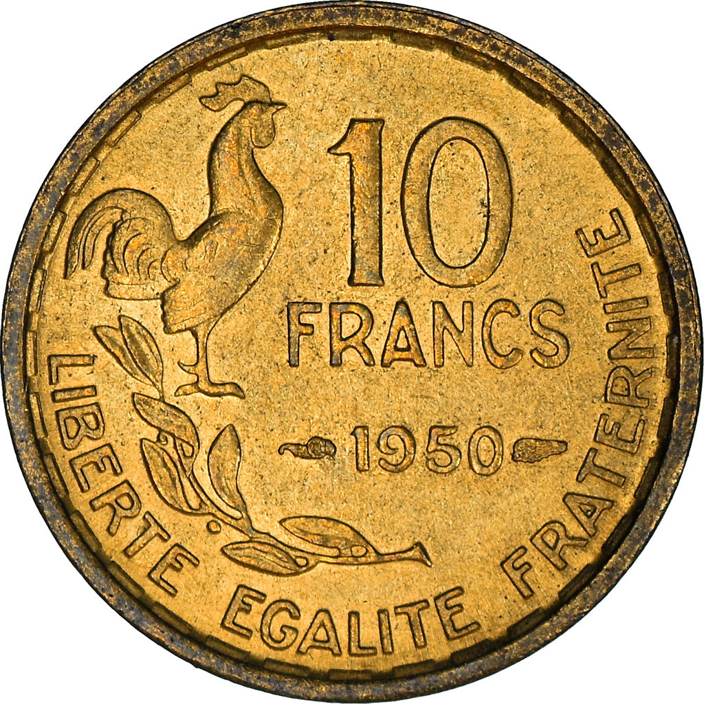 Moneta, Francia, Guiraud, 10 Francs, 1950, Paris, BB, Alluminio-bronzo