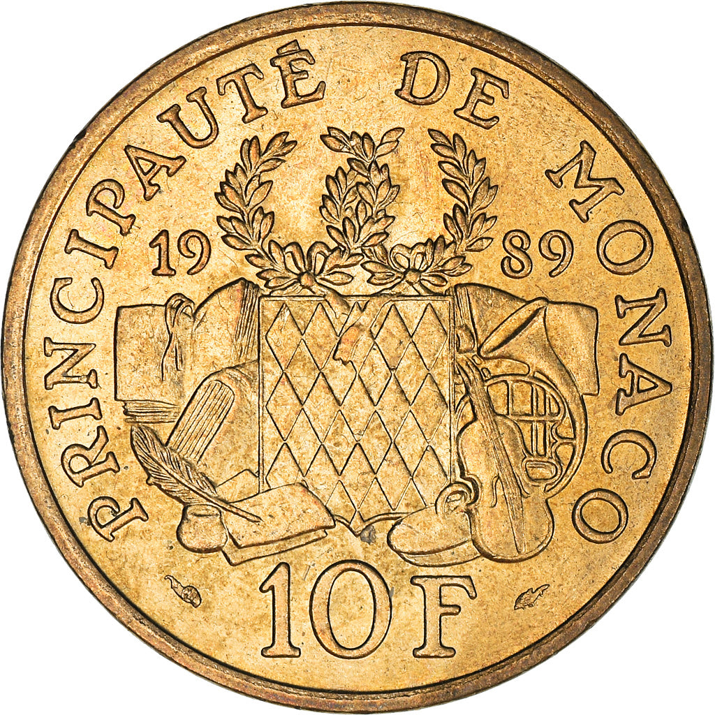 Coin, Monaco, Rainier III, 10 Francs, 1989, EF(40-45), Nickel-Aluminum-Bronze