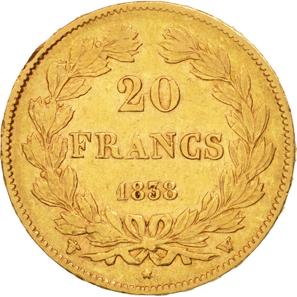 Moneta, Francia, Louis-Philippe, 20 Francs, 1838, Lille, BB, Oro, KM:750.5