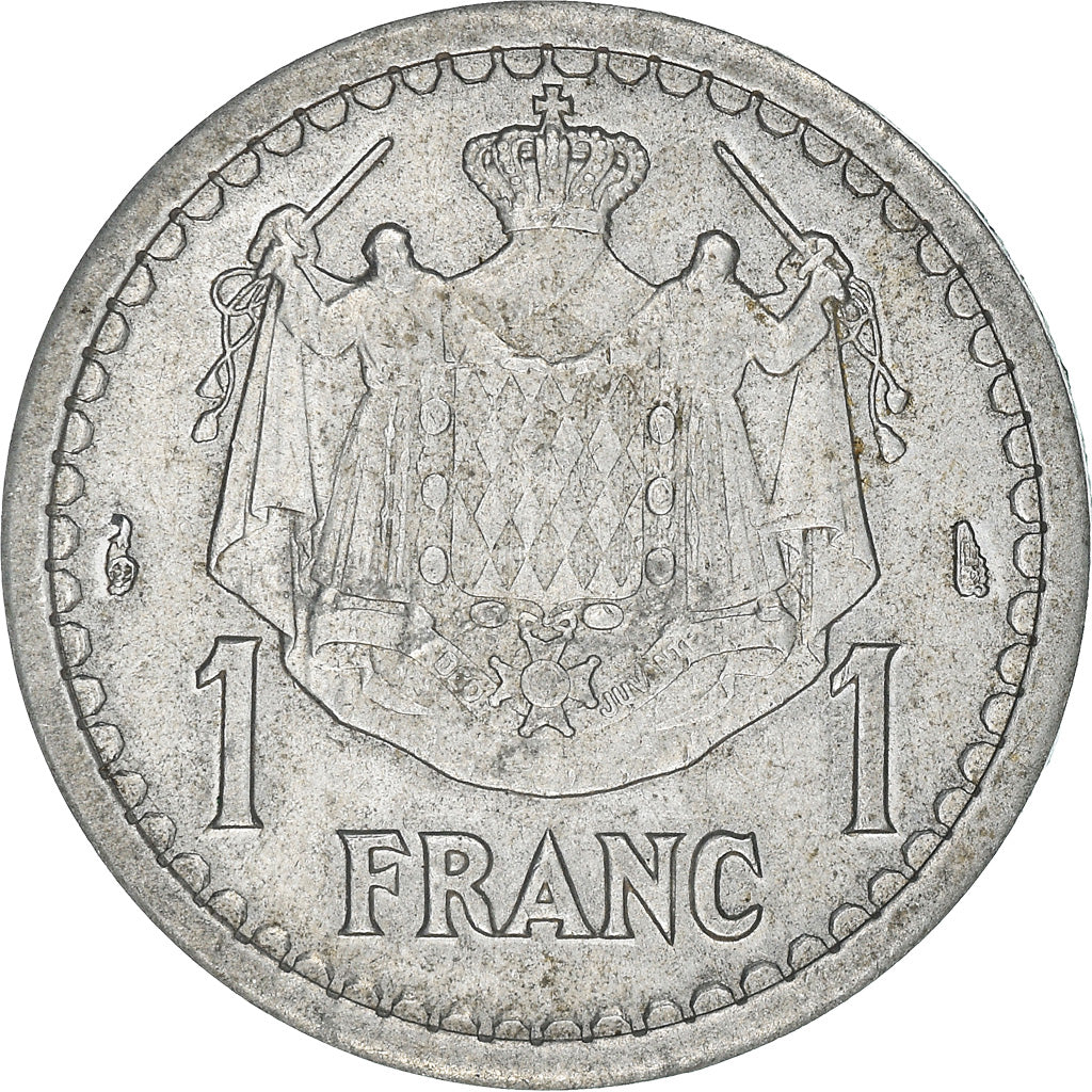 Moeda, Mónaco, Louis II, Franc, 1943, Paris, EF(40-45), Alumínio, KM:120