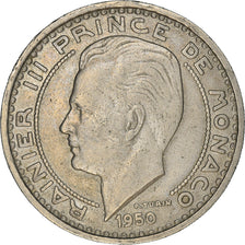 Moeda, Mónaco, Rainier III, 100 Francs, Cent, 1950, EF(40-45), Cobre-níquel