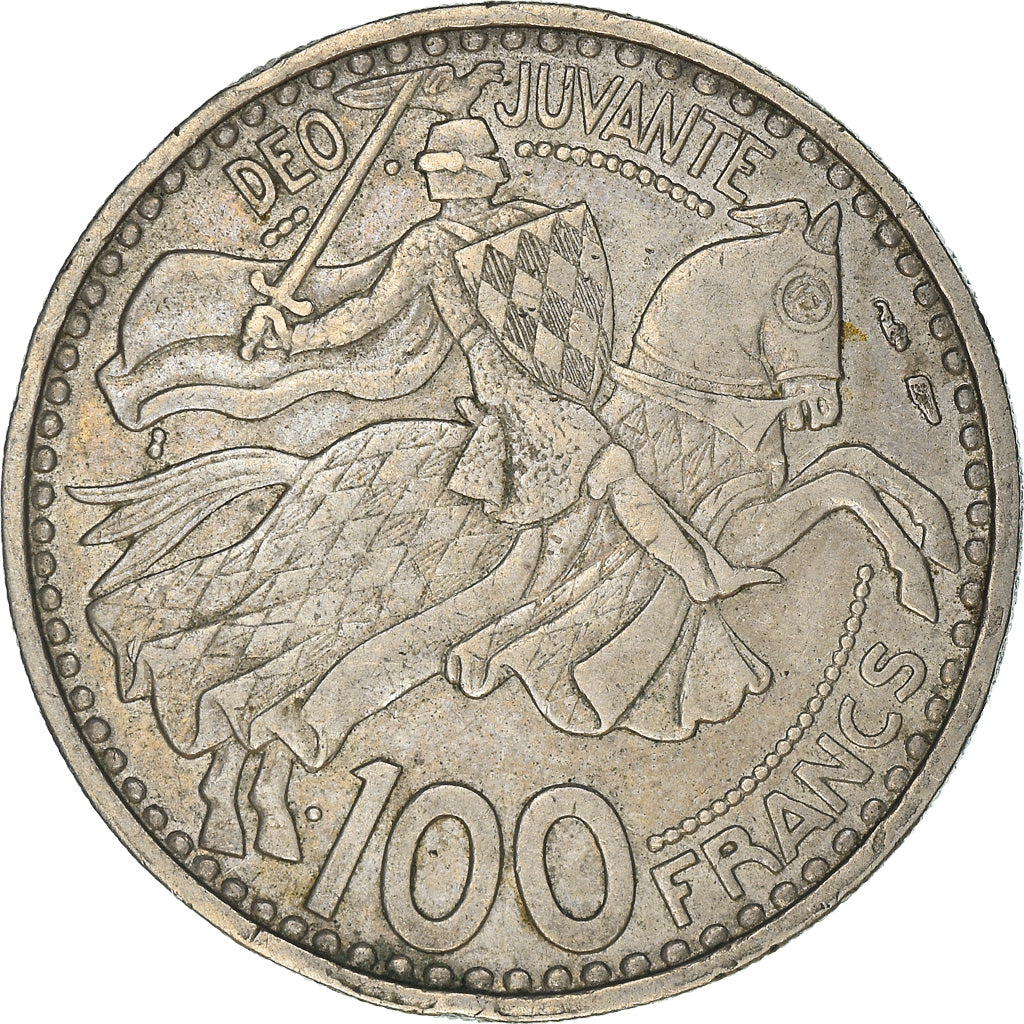 Coin, Monaco, Rainier III, 100 Francs, Cent, 1950, EF(40-45), Copper-nickel