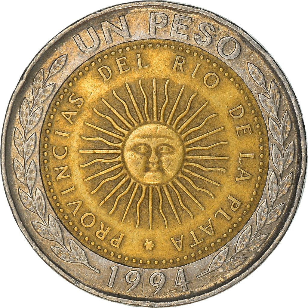 Coin, Argentina, Peso, 1994, EF(40-45), Bi-Metallic, KM:112.1