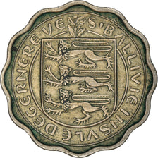 Coin, Guernsey, Elizabeth II, 3 Pence, 1956, Heaton, EF(40-45), Copper-nickel