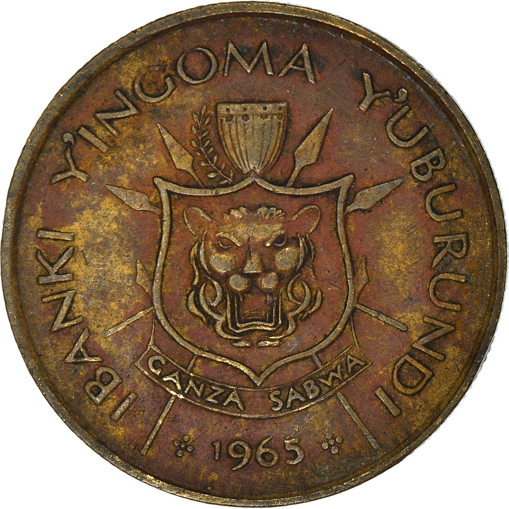 Moneda, Burundi, Franc, 1965, BC+, Latón, KM:6