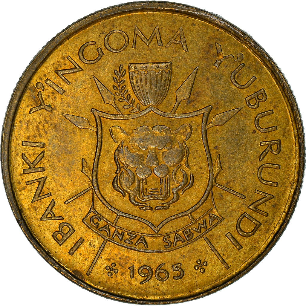Moneda, Burundi, Franc, 1965, MBC, Latón, KM:6