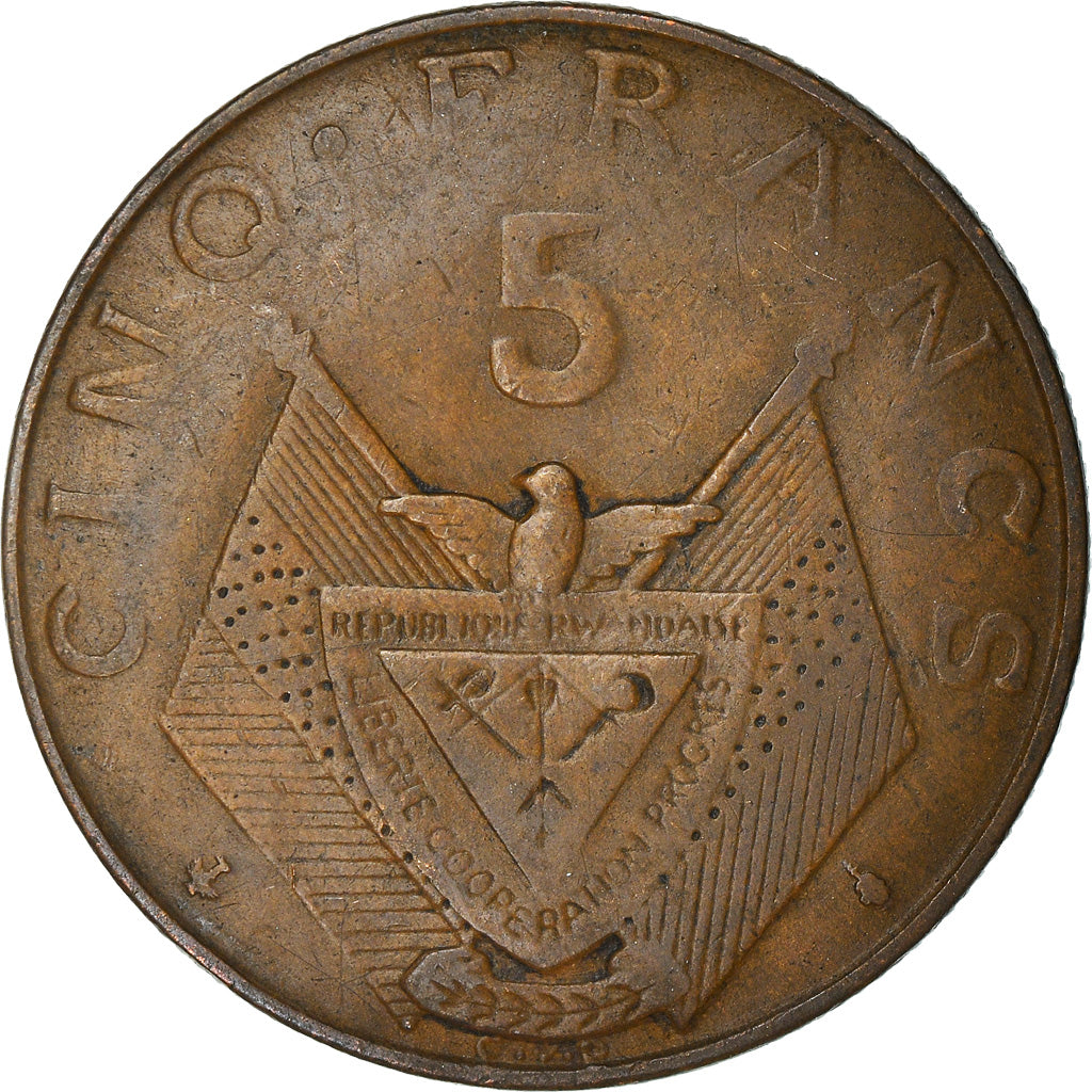 Coin, Rwanda, 5 Francs, 1964, VF(20-25), Bronze, KM:6