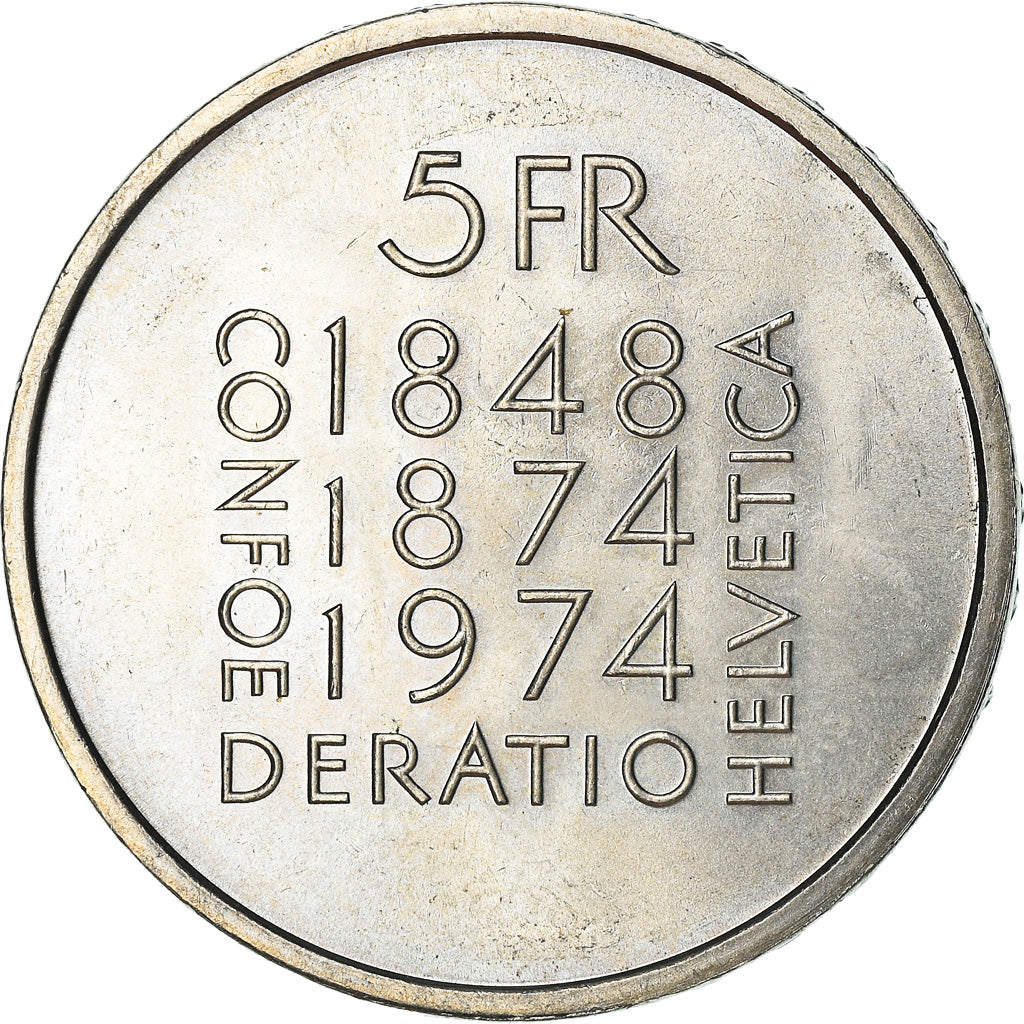 Coin, Switzerland, 5 Francs, 1974, Bern, EF(40-45), Copper-nickel, KM:52