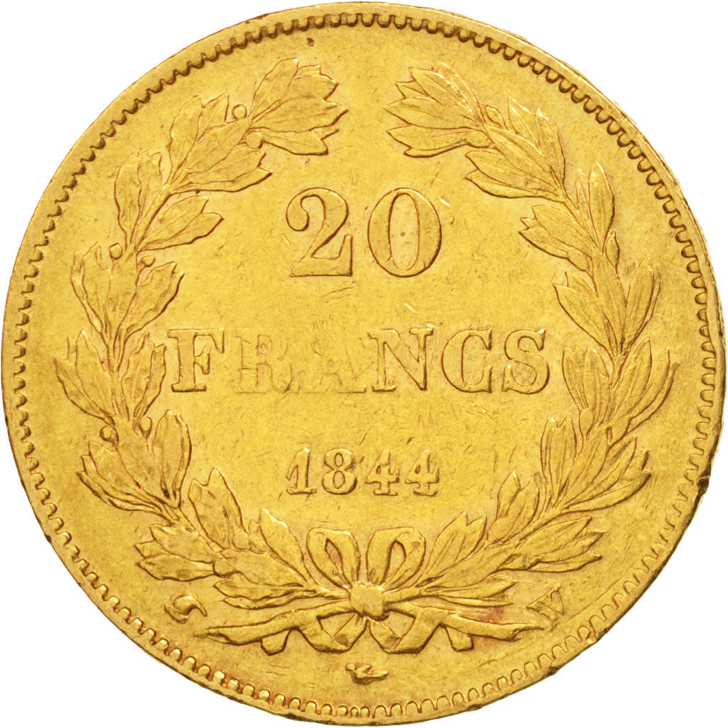 Moneta, Francia, Louis-Philippe, 20 Francs, 1844, Lille, BB+, Oro, KM:750.5