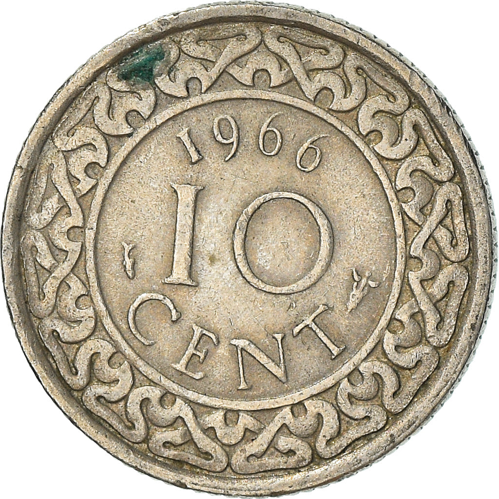 Moneta, Suriname, 10 Cents, 1966, BB, Rame-nichel, KM:13