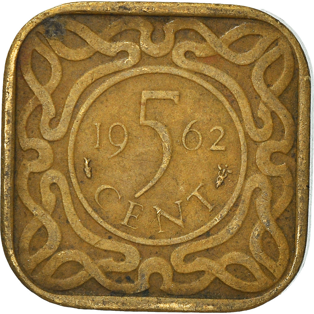 Moeda, Suriname, 5 Cents, 1962, VF(30-35), Níquel-Latão, KM:12.1