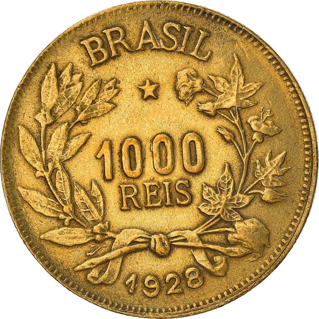 Munten, Brazilië, 1000 Reis, 1928, ZF, Aluminum-Bronze, KM:525