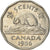 Moneda, Canadá, Elizabeth II, 5 Cents, 1956, Royal Canadian Mint, Ottawa, MBC