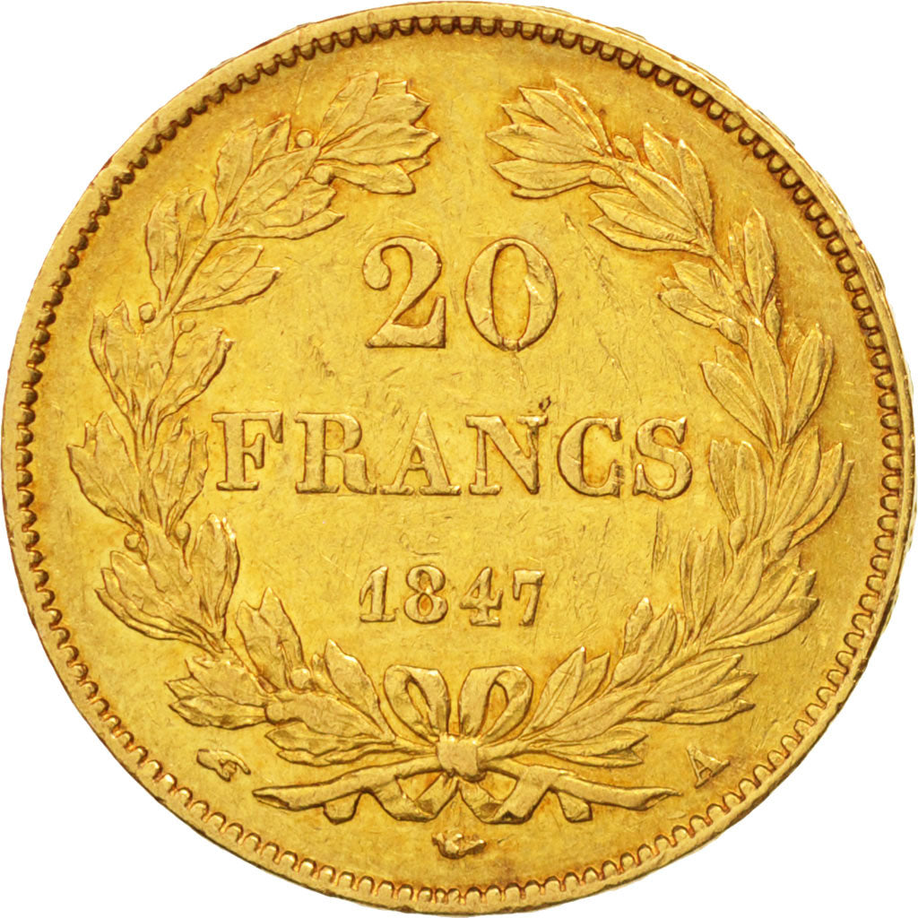 France, Louis-Philippe, 20 Francs, 1847, Paris, EF(40-45), Gold, KM:750.1
