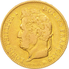 Moneta, Francia, Louis-Philippe, 40 Francs, 1833, Paris, MB+, Oro, KM:747.1