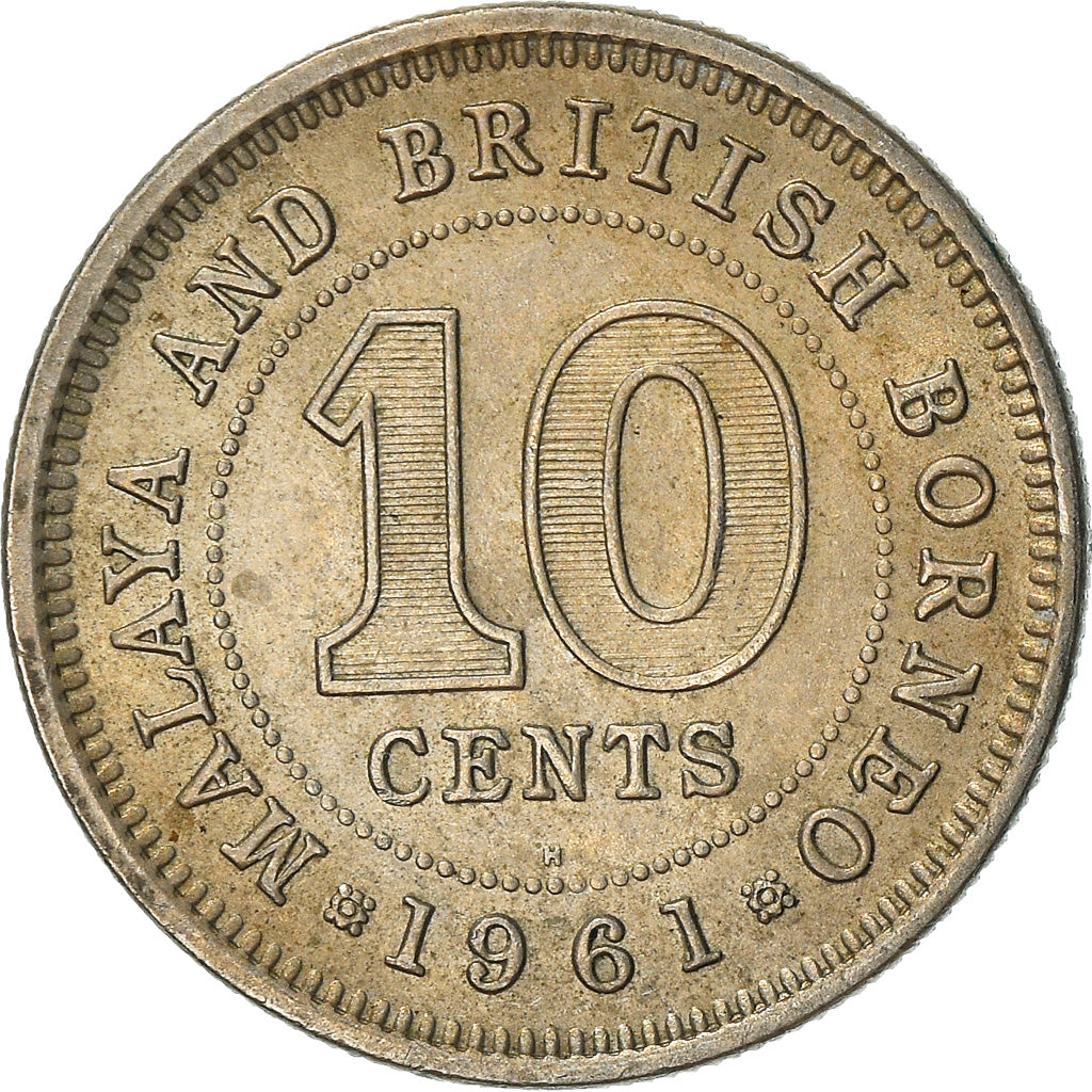 Coin, MALAYA & BRITISH BORNEO, 10 Cents, 1961, EF(40-45), Copper-nickel, KM:2