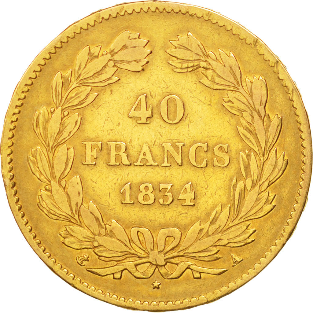 Munten, Frankrijk, Louis-Philippe, 40 Francs, 1834, Paris, FR+, Goud, KM:747.1