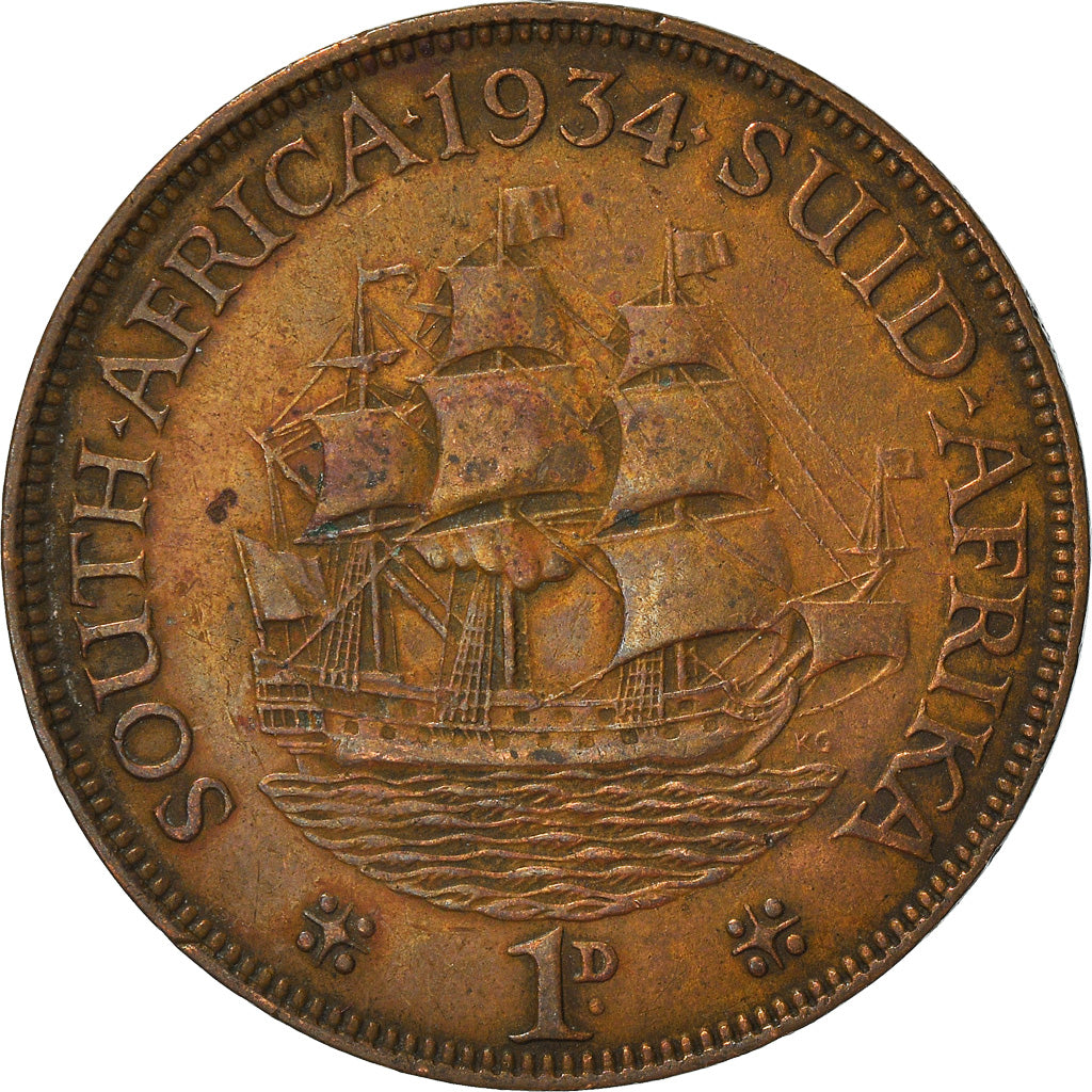 Coin, South Africa, George V, Penny, 1934, EF(40-45), Bronze, KM:14.3
