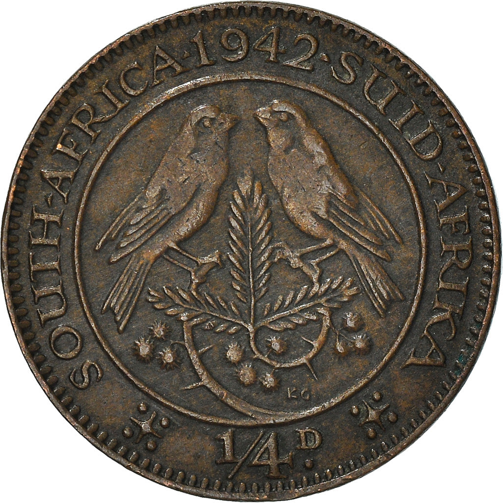 Münze, Südafrika, George VI, 1/4 Penny, Farthing, 1942, SS, Bronze, KM:23