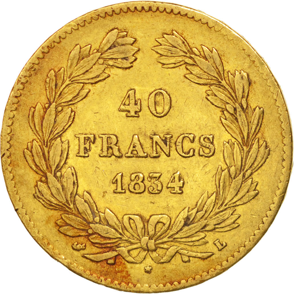 Coin, France, Louis-Philippe, 40 Francs, 1834, Bayonne, EF(40-45), Gold