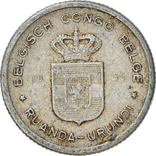 Coin, Belgian Congo, RUANDA-URUNDI, 50 Centimes, 1955, VF(30-35), Aluminum, KM:2