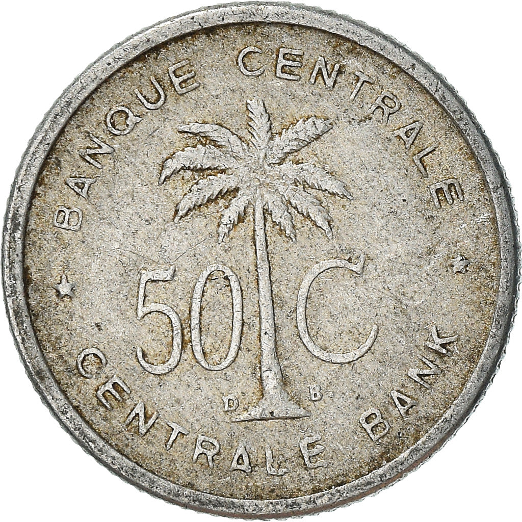 Coin, Belgian Congo, RUANDA-URUNDI, 50 Centimes, 1955, VF(30-35), Aluminum, KM:2
