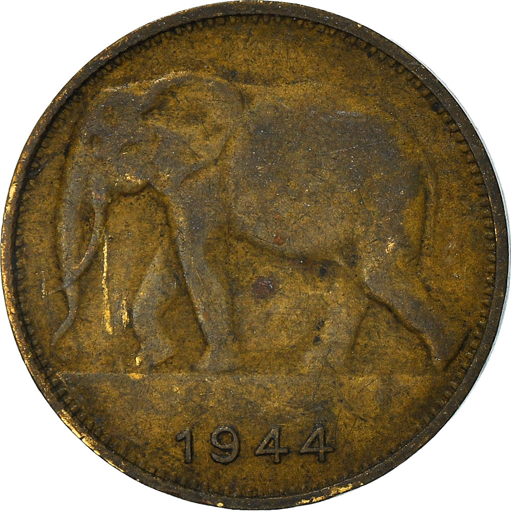 Coin, Belgian Congo, Franc, 1944, VF(30-35), Brass, KM:26