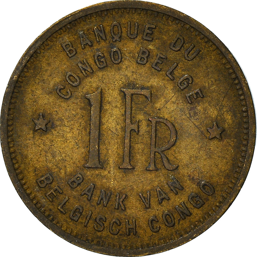 Coin, Belgian Congo, Franc, 1944, VF(30-35), Brass, KM:26