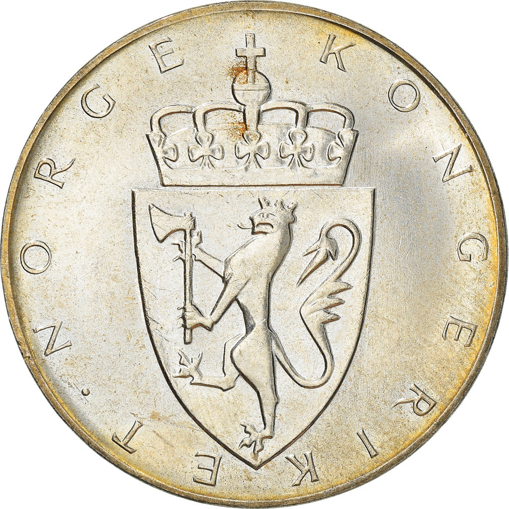Moneta, Norvegia, Haakon VII, 10 Kroner, 1964, BB, Argento, KM:413