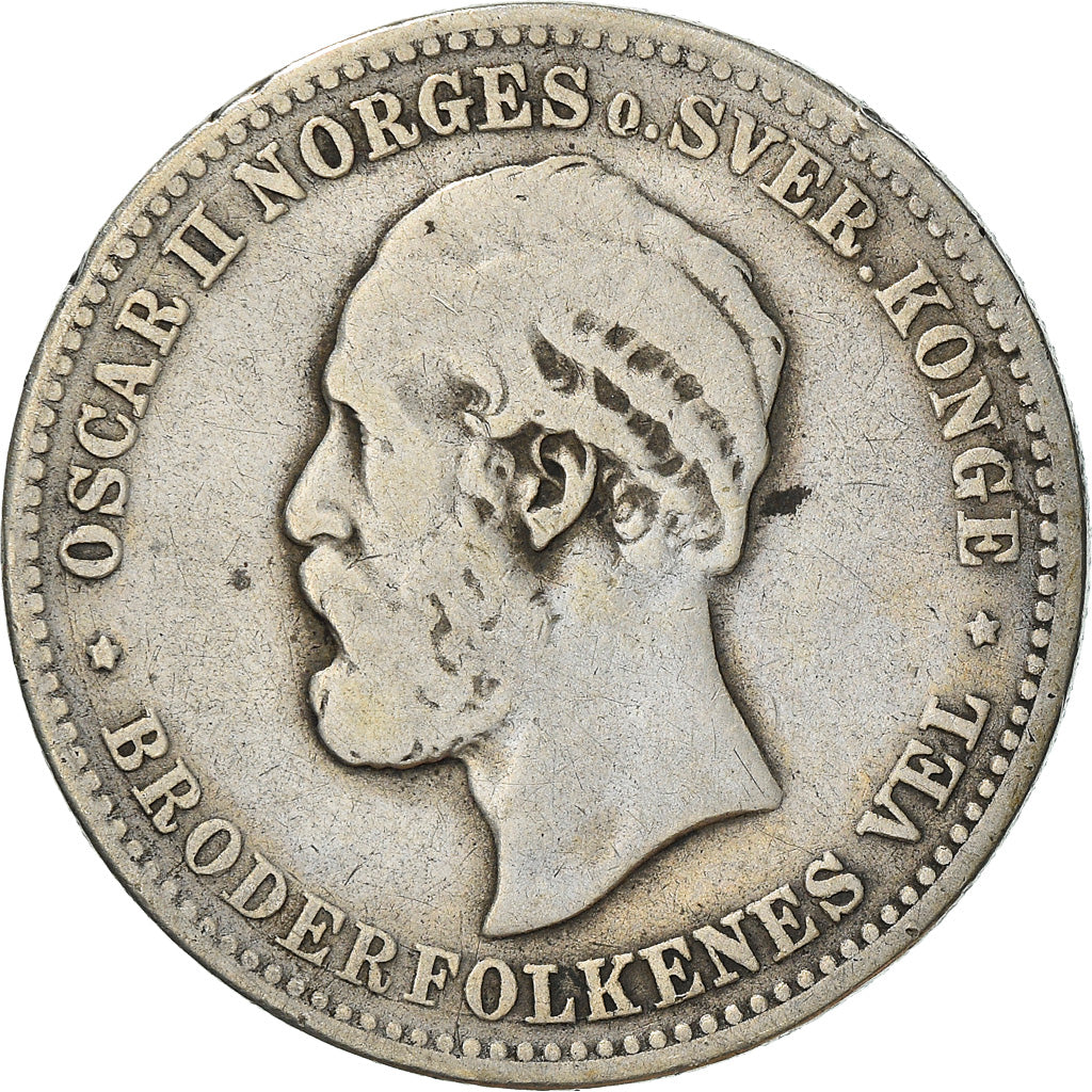 Coin, Norway, 2 Kroner, 1878, VF(30-35), Silver, KM:359