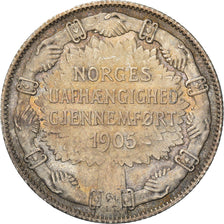Münze, Norwegen, Haakon VII, 2 Kroner, 1907, VZ, Silber, KM:365